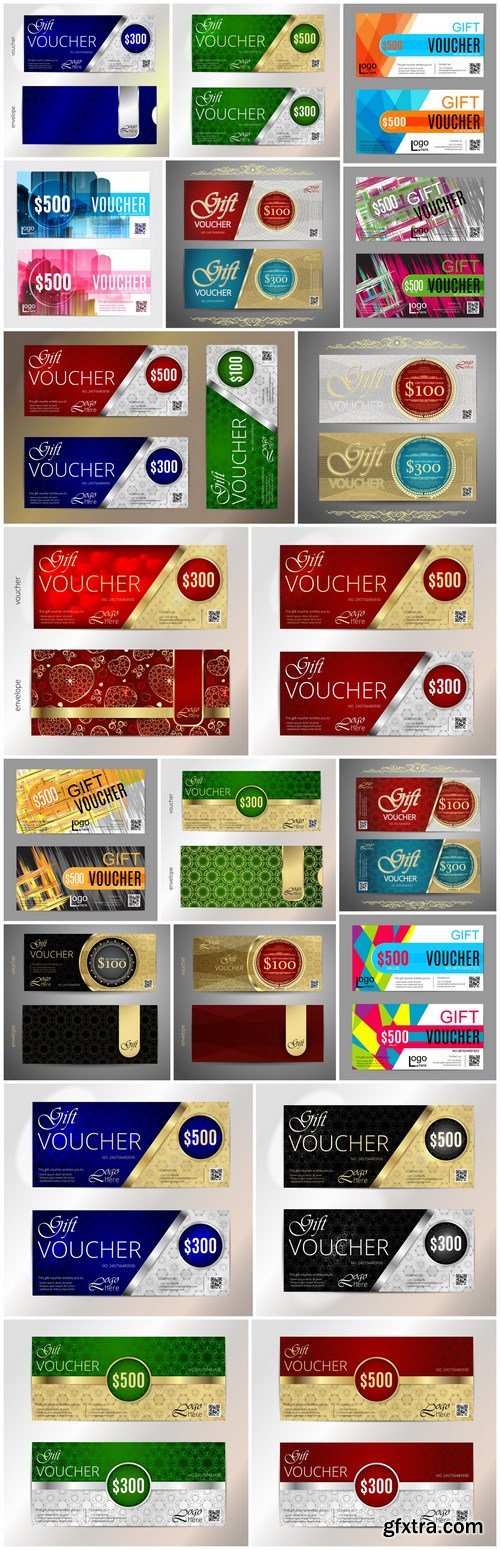 Collection of gift cards and vouchers 2 - 20xEPS Vector Stock