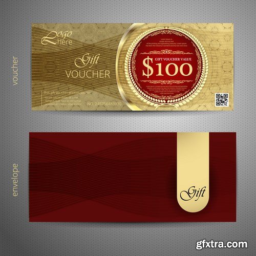 Collection of gift cards and vouchers 2 - 20xEPS Vector Stock