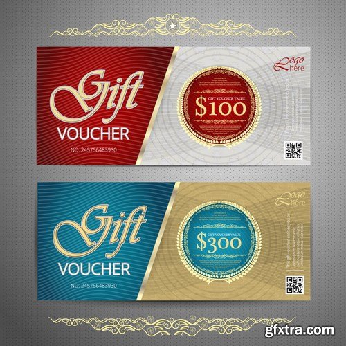 Collection of gift cards and vouchers 2 - 20xEPS Vector Stock