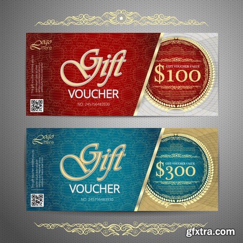 Collection of gift cards and vouchers 2 - 20xEPS Vector Stock