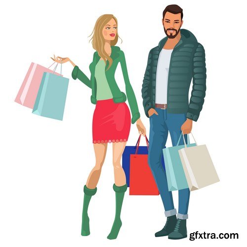 Female and male - Fashion & shopping - 18xEPS Vector Stock