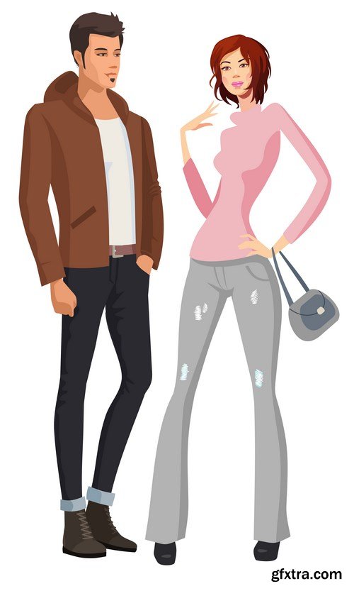 Female and male - Fashion & shopping - 18xEPS Vector Stock