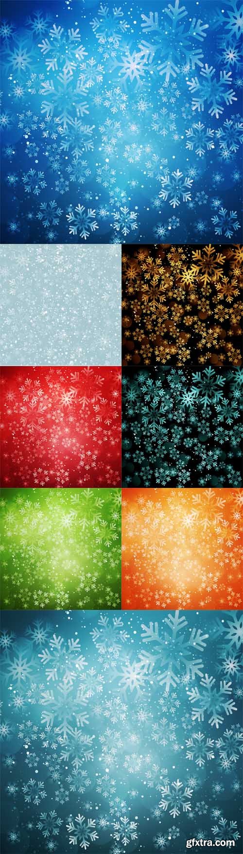 Vector Set - Christmas Snowflakes Backgrounds