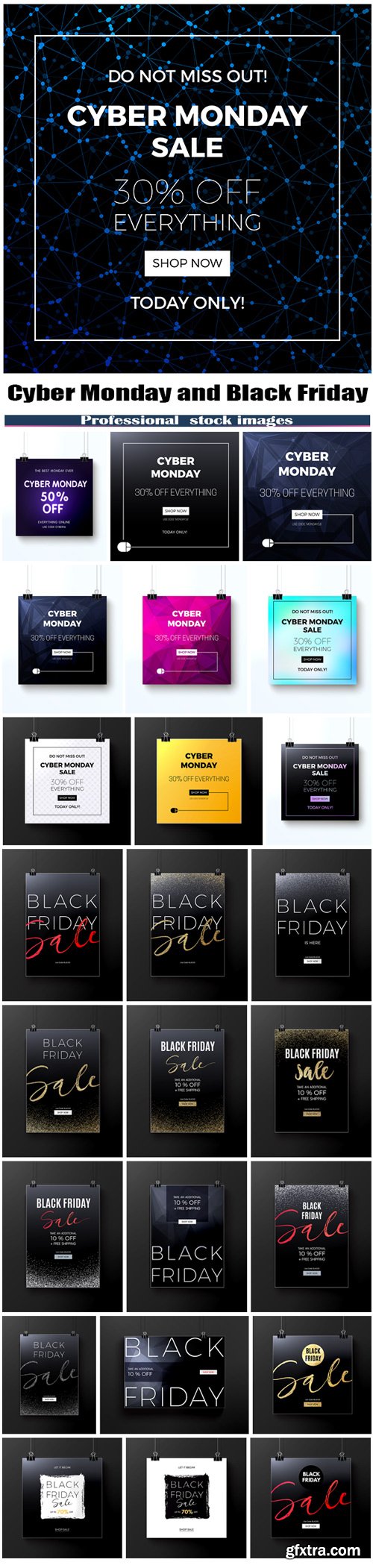 Cyber monday and black friday concept design for banner