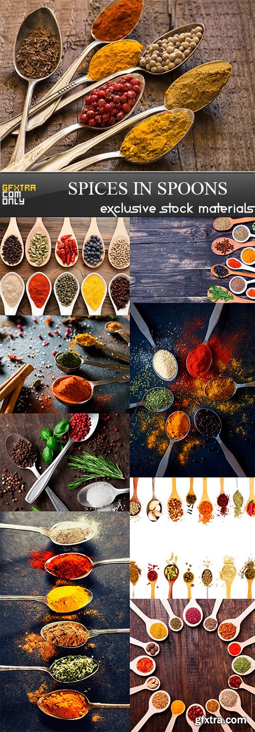 Spices in spoons - 9UHQ JPEG