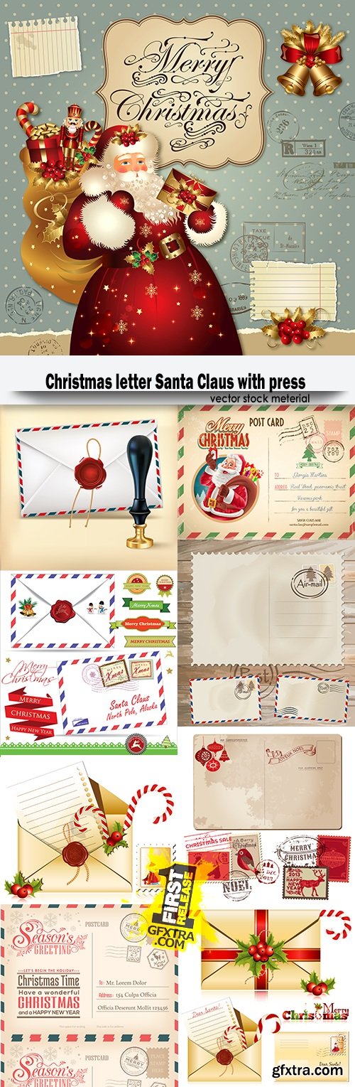 Christmas letter Santa Claus with press