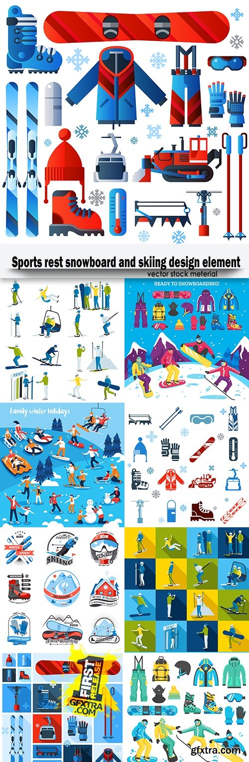 Sports rest snowboard and skiing design element