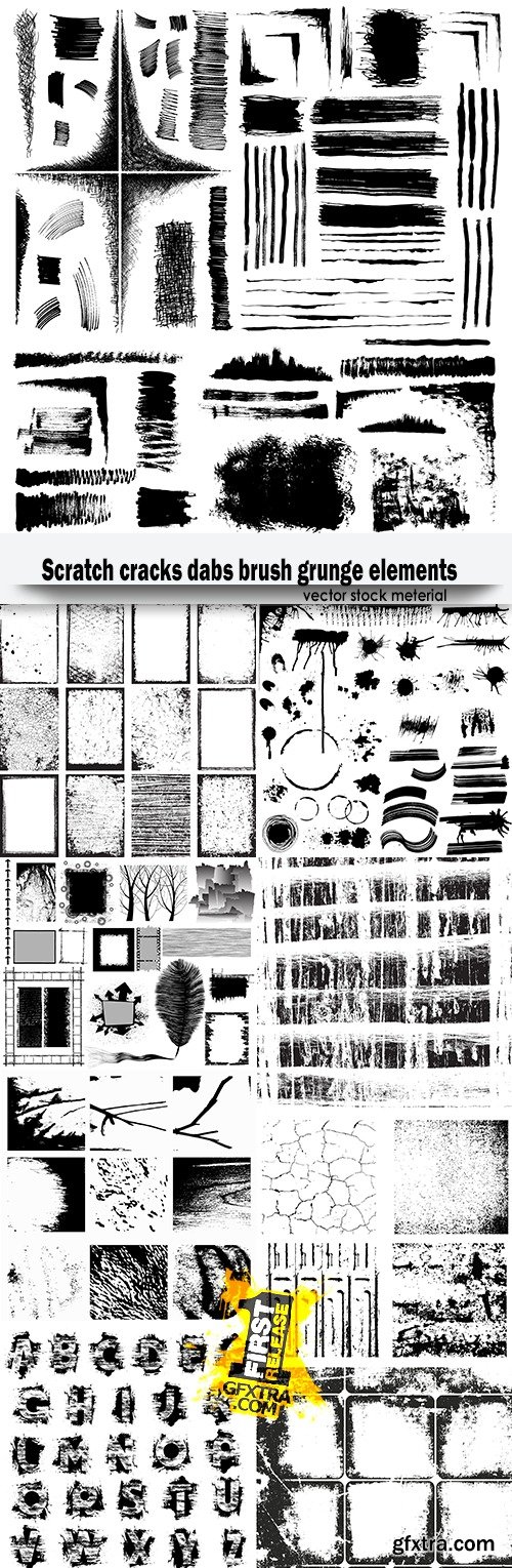 Scratch cracks dabs brush grunge elements