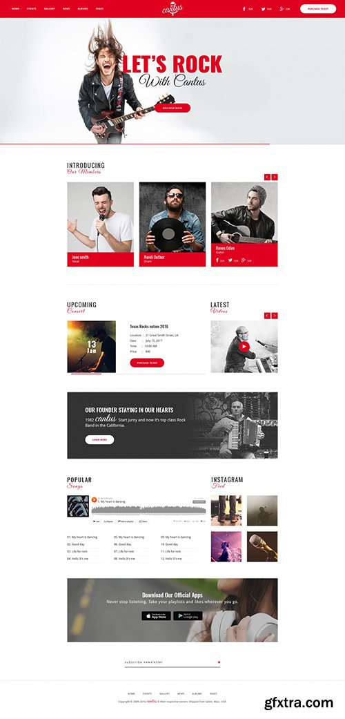 PSD Web Template - Cantus - Great Template For Bands And Musicians