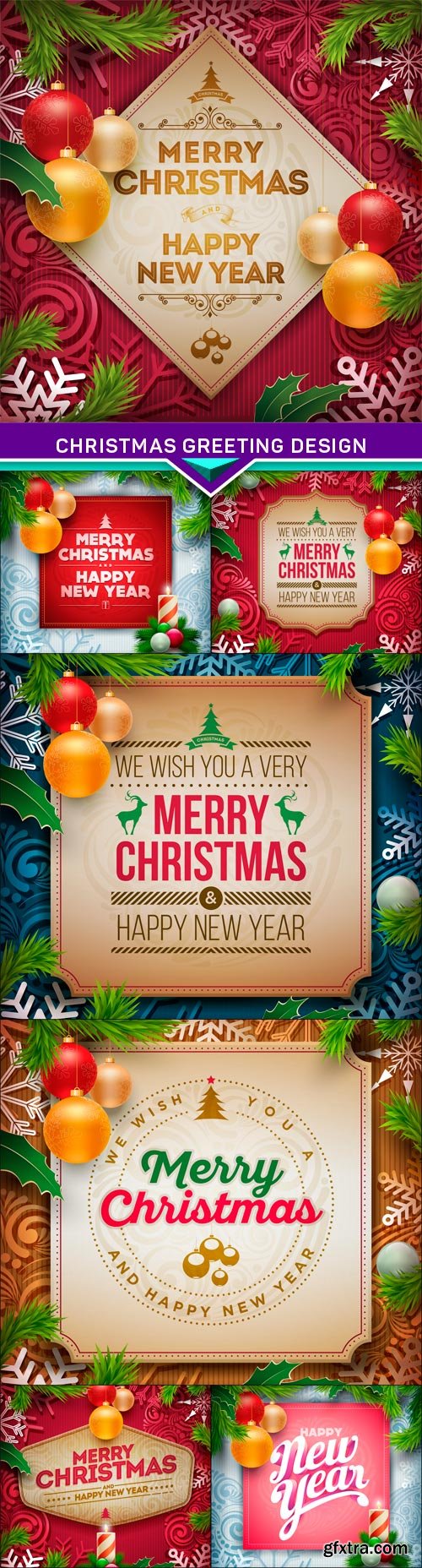 Christmas Greeting Design 7X EPS