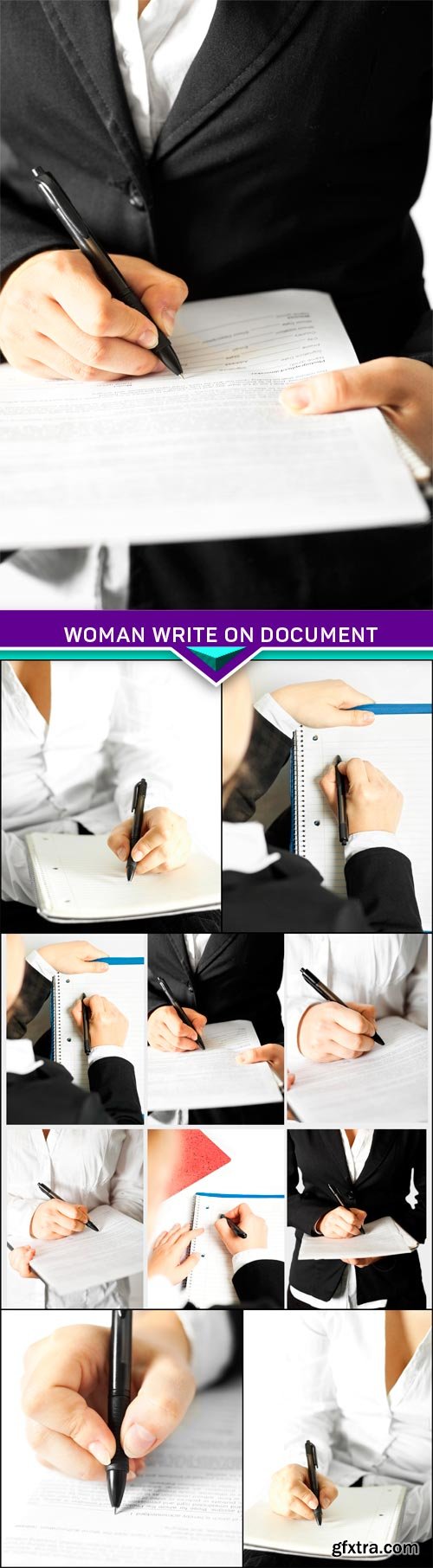 Woman write on document 6X JPEG