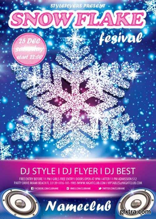 Snow Flake Fesival V1 PSD Flyer Template with Facebook Cover