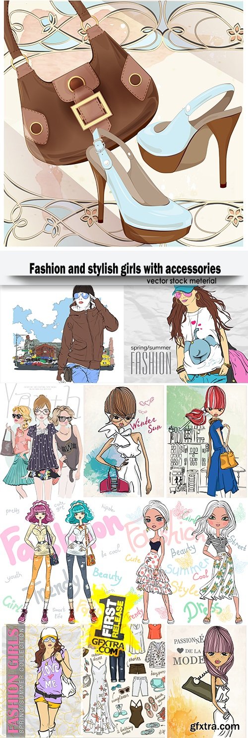 Fashion and stylish girls with accessories