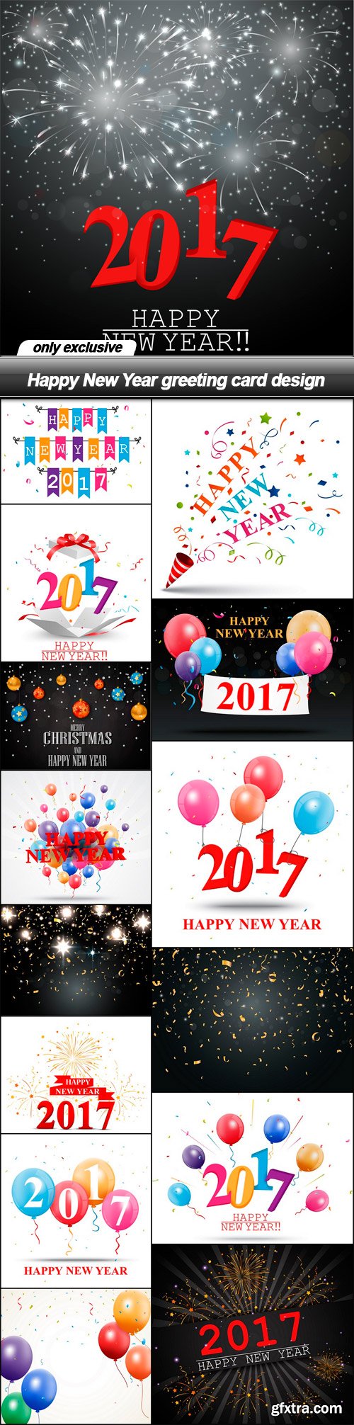 Happy New Year greeting card design - 15 EPS