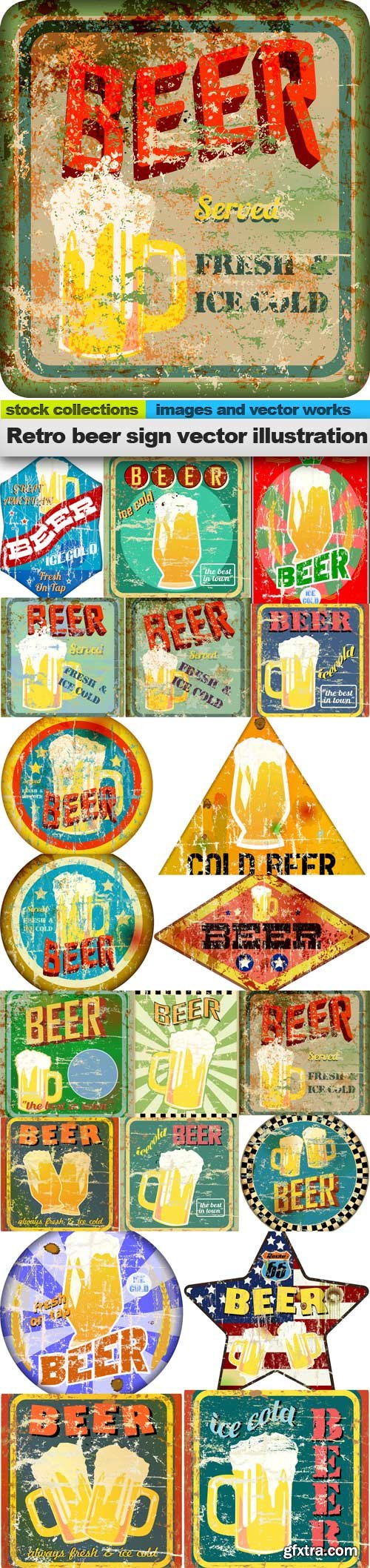 Retro beer sign vector illustration, 20 x EPS