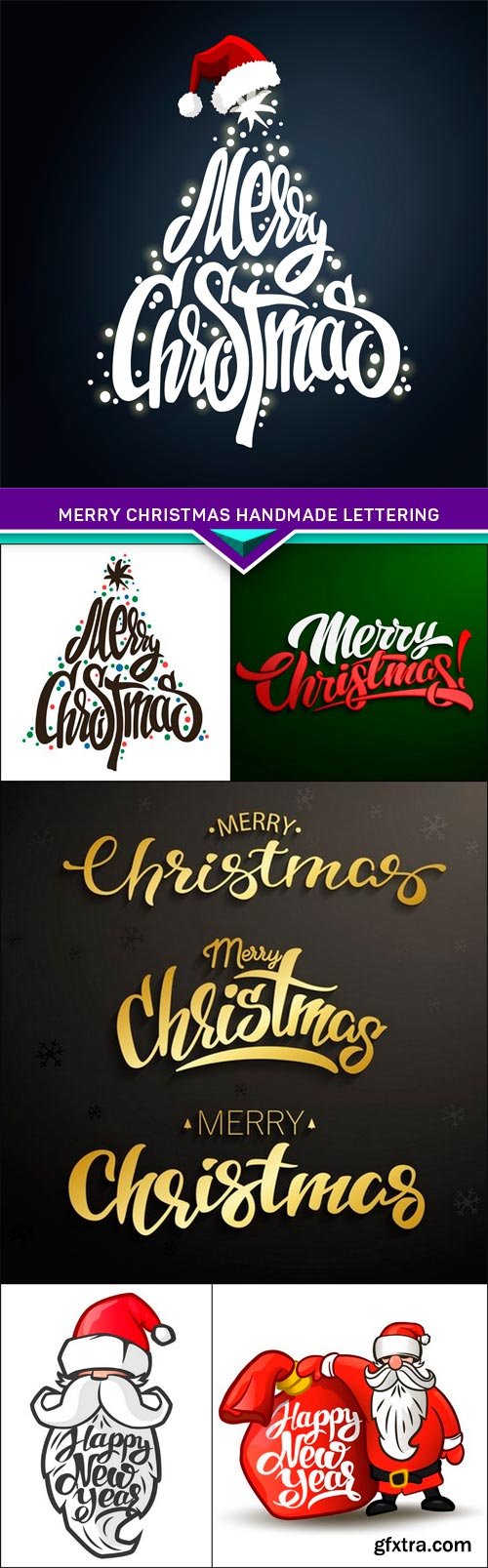 Merry Christmas handmade lettering 6X EPS