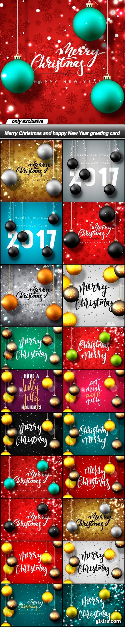 Merry Christmas and happy New Year greeting card - 21 EPS