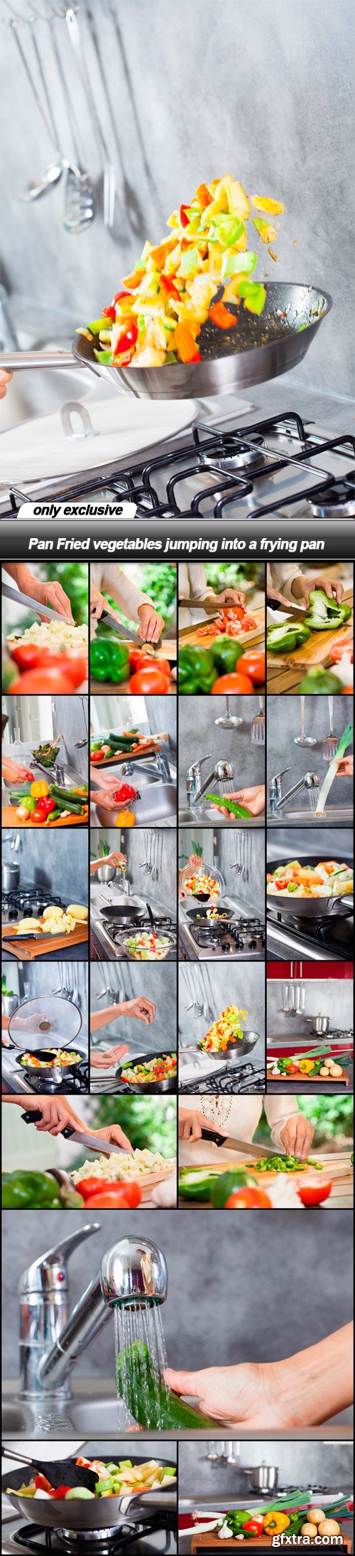 Pan Fried vegetables jumping into a frying pan - 22 UHQ JPEG