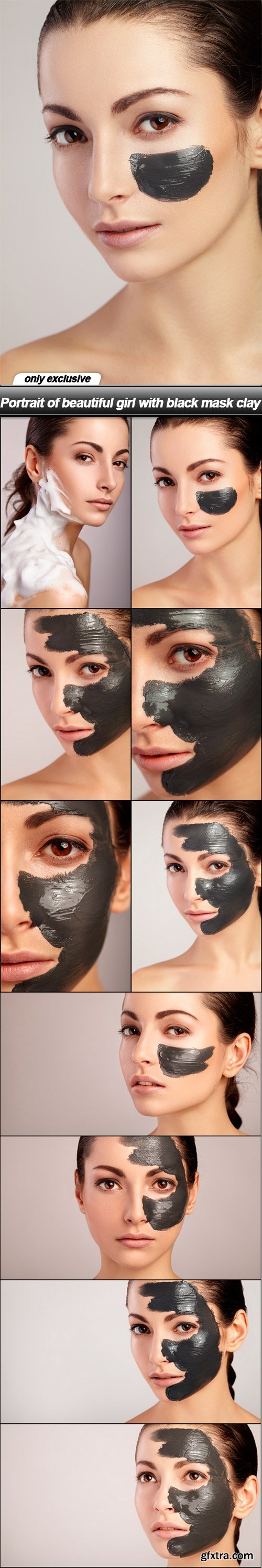 Portrait of beautiful girl with black mask clay - 10 UHQ JPEG