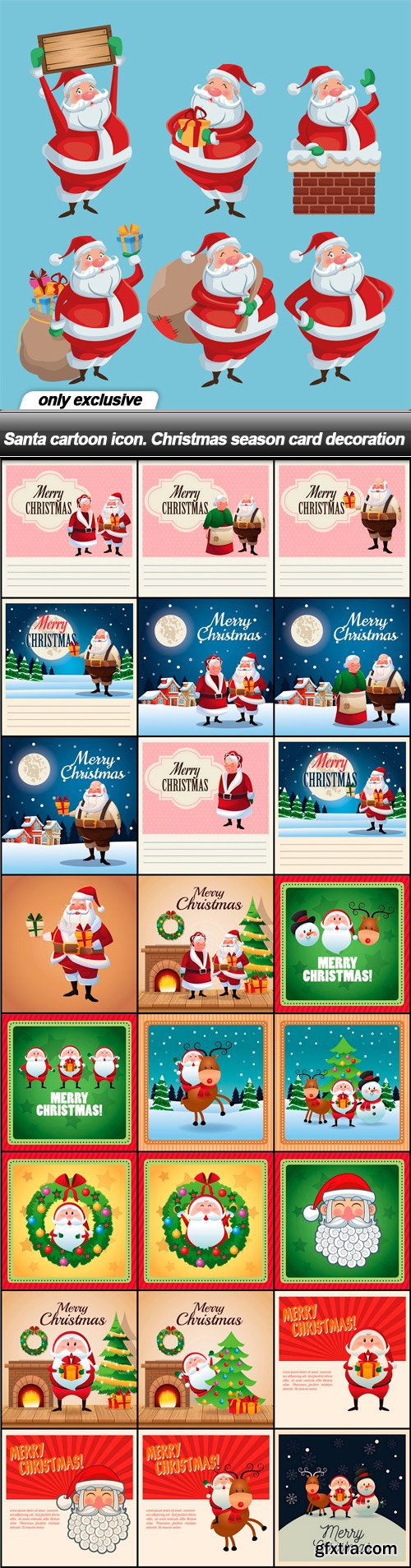 Santa cartoon icon. Christmas season card decoration - 25 EPS