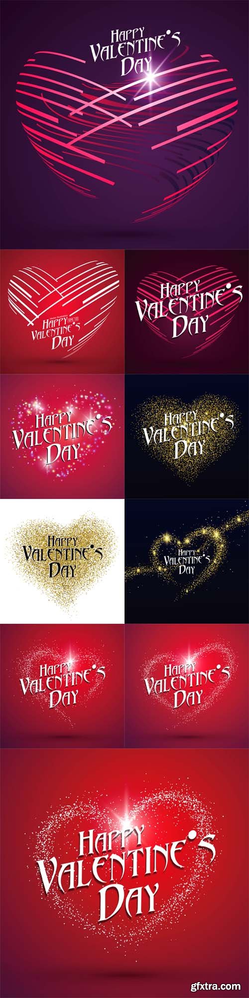 Vector Set - Abstract heart-shaped pattern. Valentines Day greeting cards available