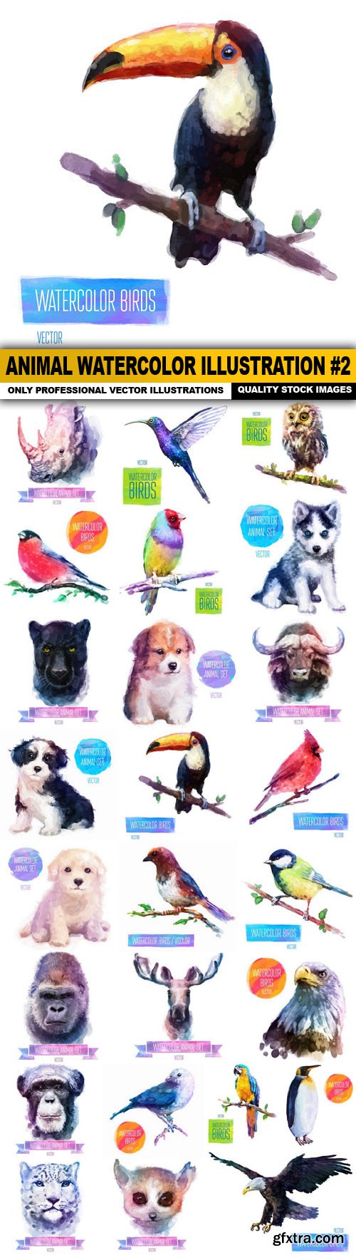 Animal Watercolor Illustration #2 - 25 Vector