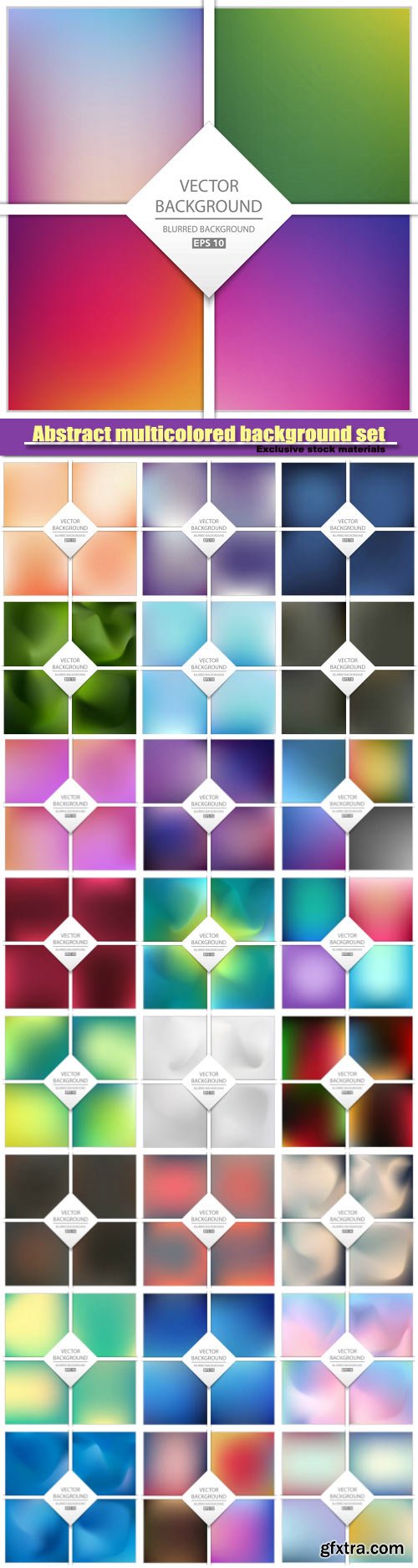 Abstract vector multicolored blurred background set