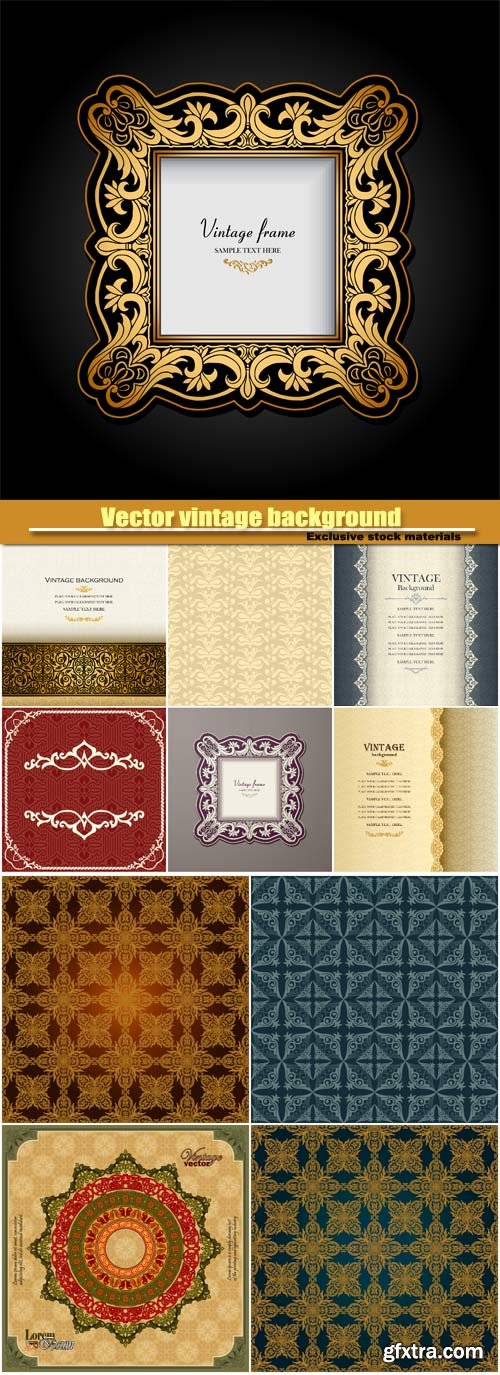 Vector vintage background, ornamental frame, wedding invitation