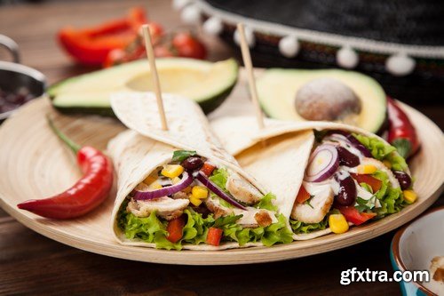 Tortilla with a mix of ingredients - Mexican food, 20xUHQ JPEG Photo Stock