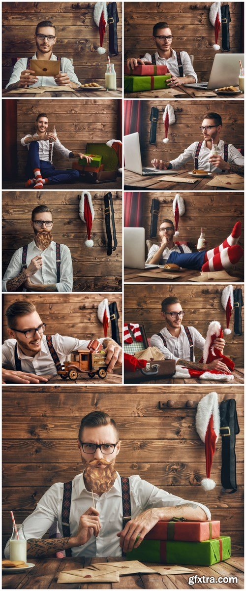 Hipster young Santa Claus - 9xUHQ JPEG Photo Stock