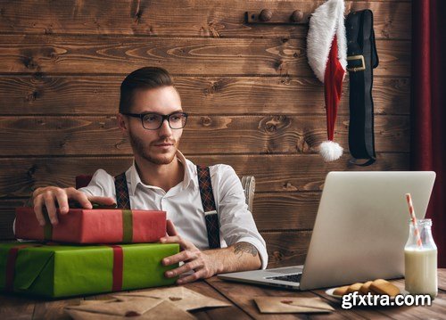 Hipster young Santa Claus - 9xUHQ JPEG Photo Stock