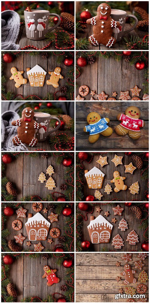 Christmas gingerbread cookies composition - 26xUHQ JPEG Photo Stock