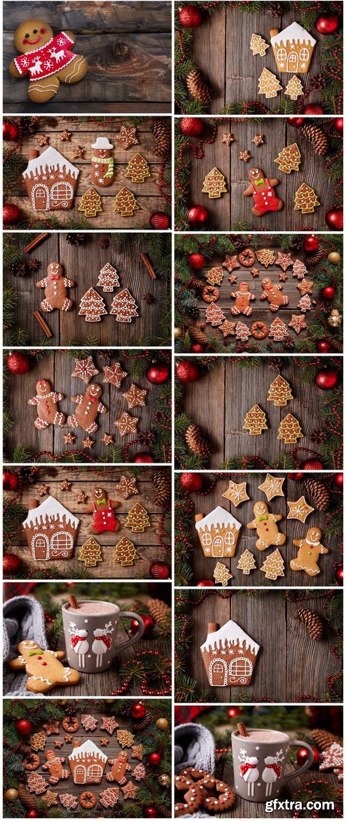 Christmas gingerbread cookies composition - 26xUHQ JPEG Photo Stock