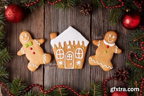 Christmas gingerbread cookies composition - 26xUHQ JPEG Photo Stock