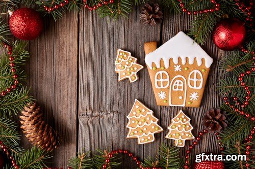 Christmas gingerbread cookies composition - 26xUHQ JPEG Photo Stock