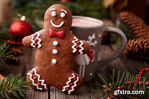 Christmas gingerbread cookies composition - 26xUHQ JPEG Photo Stock