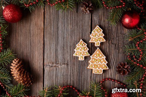 Christmas gingerbread cookies composition - 26xUHQ JPEG Photo Stock