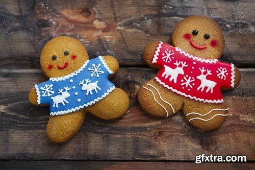 Christmas gingerbread cookies composition - 26xUHQ JPEG Photo Stock