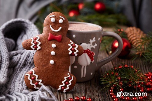 Christmas gingerbread cookies composition - 26xUHQ JPEG Photo Stock