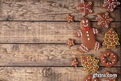 Christmas gingerbread cookies composition - 26xUHQ JPEG Photo Stock