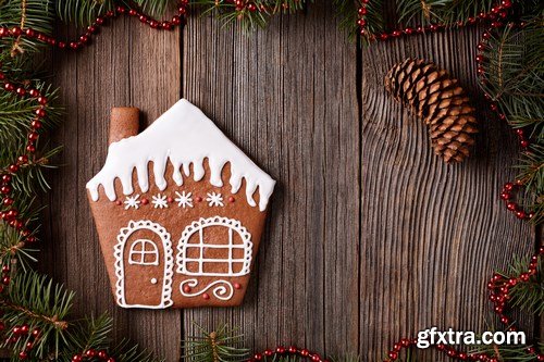 Christmas gingerbread cookies composition - 26xUHQ JPEG Photo Stock