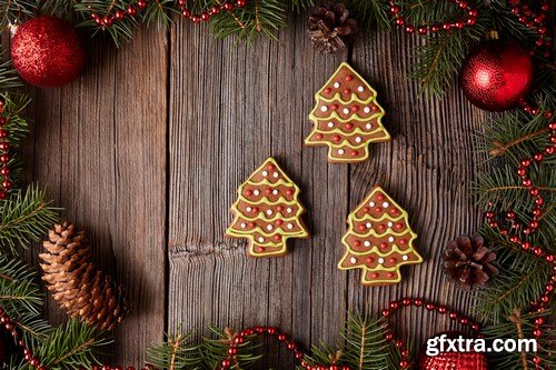 Christmas gingerbread cookies composition - 26xUHQ JPEG Photo Stock