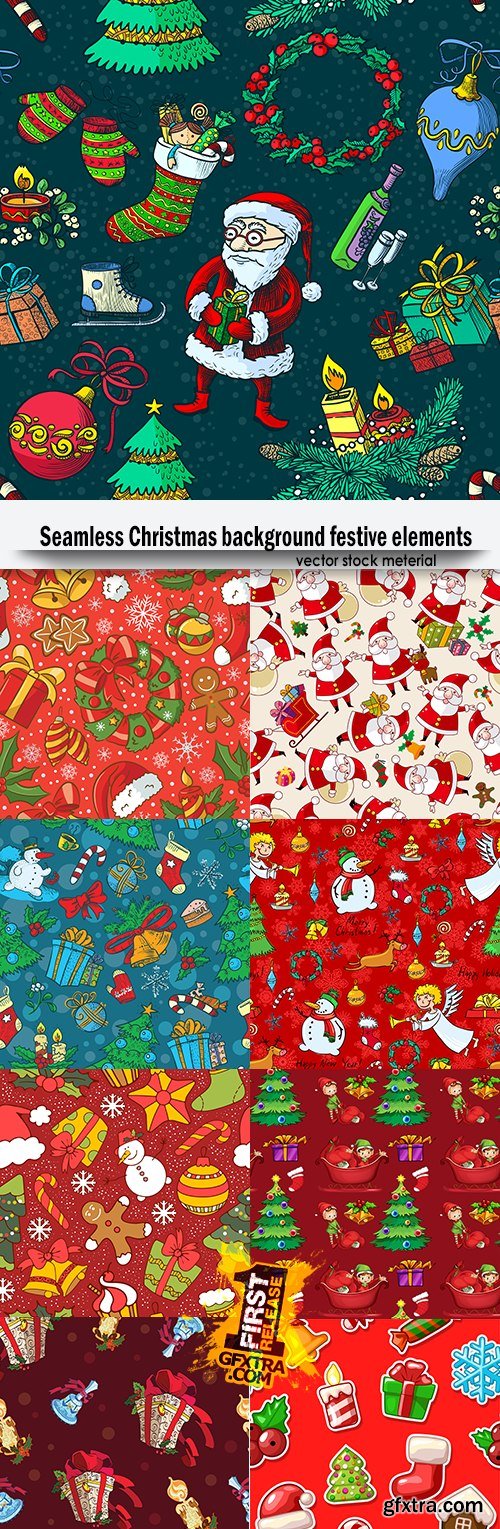 Seamless Christmas background festive elements