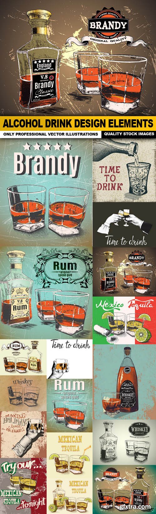 Alcohol Drink Design Elements - 17 Vector