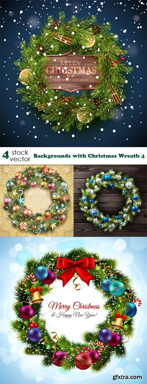 Vectors - Backgrounds with Christmas Wreath 4