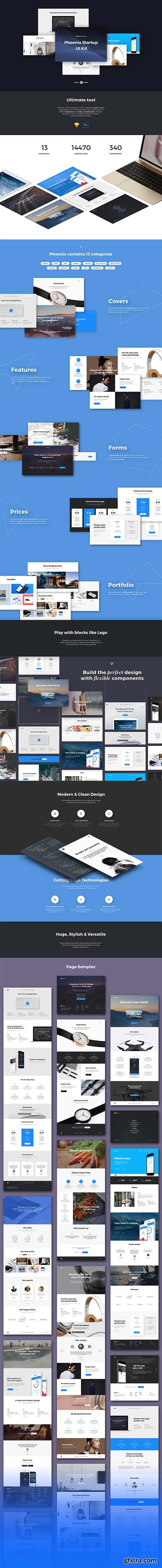 Phoenix Startup UI Kit Pro - Huge collection of ready to use HTML5 components