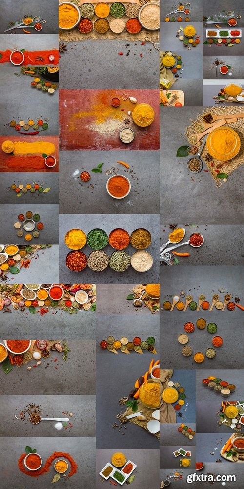 Spices and herbs.Food and cuisine ingredients 3