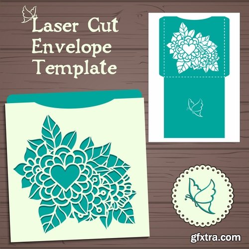 Collection envelope packing for a gift card for cutting out decorative element 25 EPS