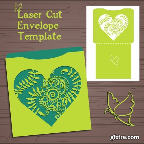 Collection envelope packing for a gift card for cutting out decorative element 25 EPS