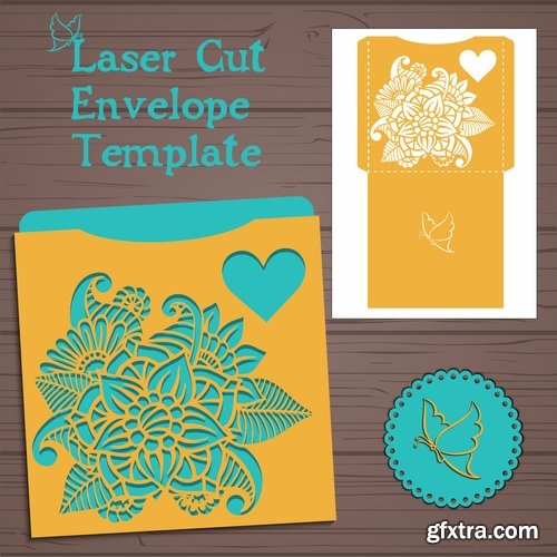 Collection envelope packing for a gift card for cutting out decorative element 25 EPS